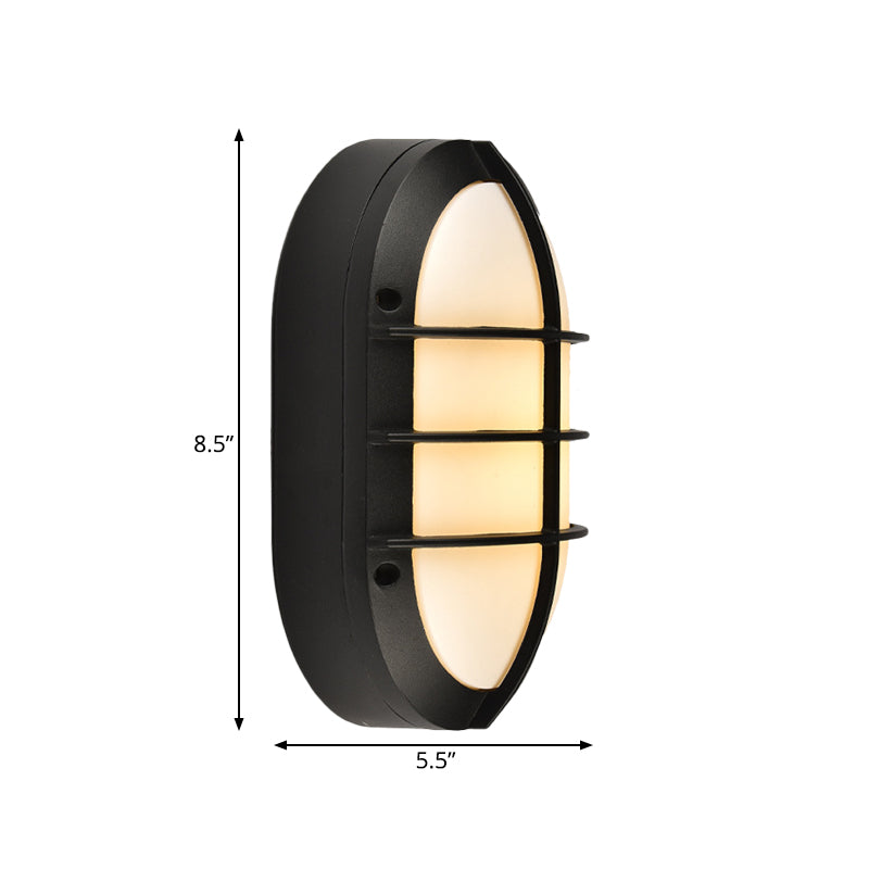 1 Light Wall Lamp Classic Style Elliptical Opal Glass Wall Mount Lighting in Black with/without Frame Clearhalo 'Wall Lamps & Sconces' 'Wall Lights' Lighting' 818014