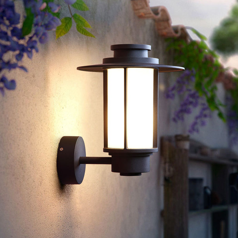 1 Light White Glass Wall Mount Lighting Lodge Style Coffee Finish Outdoor Wall Sconce Light Coffee Clearhalo 'Wall Lamps & Sconces' 'Wall Lights' Lighting' 818056