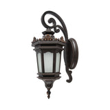 Scrolled Arm Metallic Wall Mounted Lamp Classic 1 Head Courtyard Wall Lighting in Black with Cream Glass Shade Clearhalo 'Wall Lamps & Sconces' 'Wall Lights' Lighting' 818074