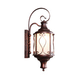 Opal Glass Lantern Wall Mounted Light Traditional 1-Light Patio Wall Lighting Ideas in Black/Rust Clearhalo 'Wall Lamps & Sconces' 'Wall Lights' Lighting' 818082