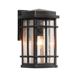 Black 1 Bulb Wall Light Fixture Farmhouse Clear Seedy Glass Rectangle Wall Lamp with Metal Frame Clearhalo 'Wall Lamps & Sconces' 'Wall Lights' Lighting' 818106