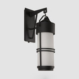 Cylindrical Stairs Wall Lighting Fixture Classic Cream Glass 1 Light Black Finish Sconce Light Clearhalo 'Wall Lamps & Sconces' 'Wall Lights' Lighting' 818118