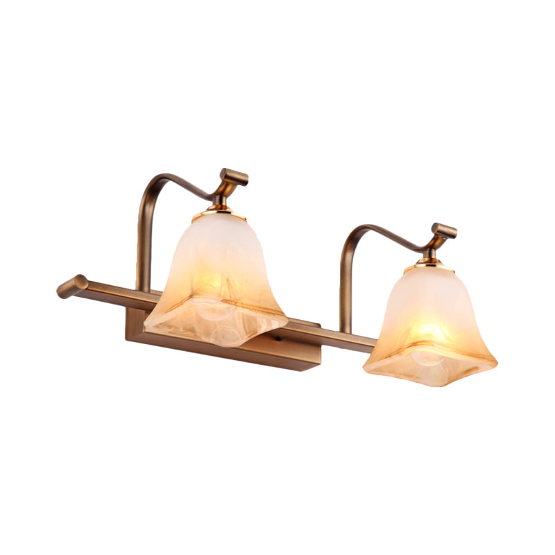 Country Bell Vanity Light Fixture 2/3 Lights Frosted White Glass Wall Mounted Lamp for Bathroom Clearhalo 'Vanity Lights' 'Wall Lights' Lighting' 818275