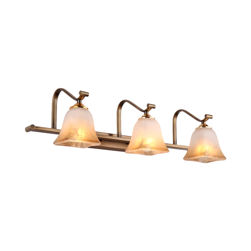 Country Bell Vanity Light Fixture 2/3 Lights Frosted White Glass Wall Mounted Lamp for Bathroom Clearhalo 'Vanity Lights' 'Wall Lights' Lighting' 818280