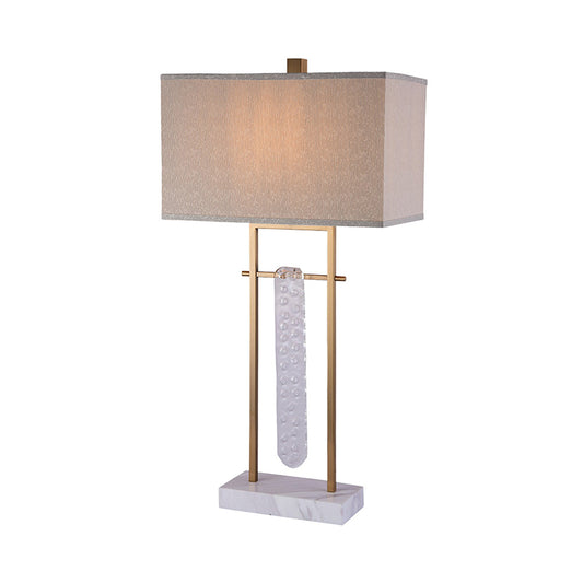 Fabric Rectangle Night Lighting Classic 1 Head Bedroom Table Lamp with Crystal Accent Clearhalo 'Lamps' 'Table Lamps' Lighting' 818371