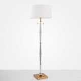 White Drum Shade Floor Light Modernist Fabric 2 Bulbs Living Room Pull Chain Standing Floor Lamp with Crystal Rod Clearhalo 'Floor Lamps' 'Lamps' Lighting' 818382