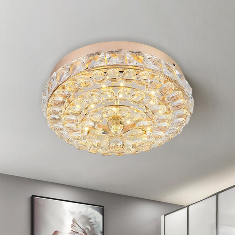 Modern Stylish Blossom Mini Flush Mount Crystal Integrated LED Ceiling Lighting in Gold, Warm/White Light Gold Clearhalo 'Ceiling Lights' 'Close To Ceiling Lights' 'Close to ceiling' 'Flush mount' Lighting' 818408