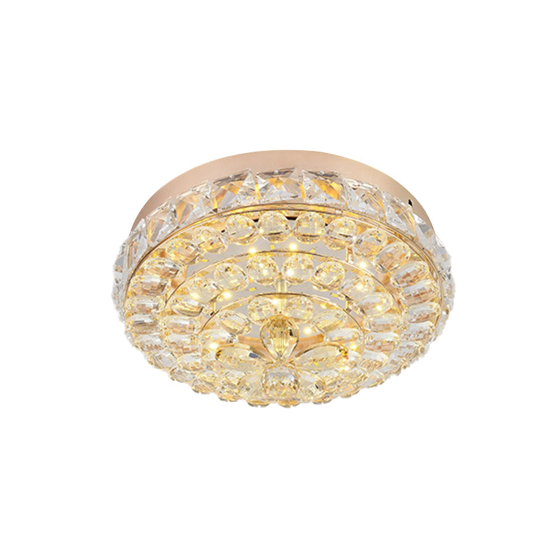 Modern Stylish Blossom Mini Flush Mount Crystal Integrated LED Ceiling Lighting in Gold, Warm/White Light Clearhalo 'Ceiling Lights' 'Close To Ceiling Lights' 'Close to ceiling' 'Flush mount' Lighting' 818410