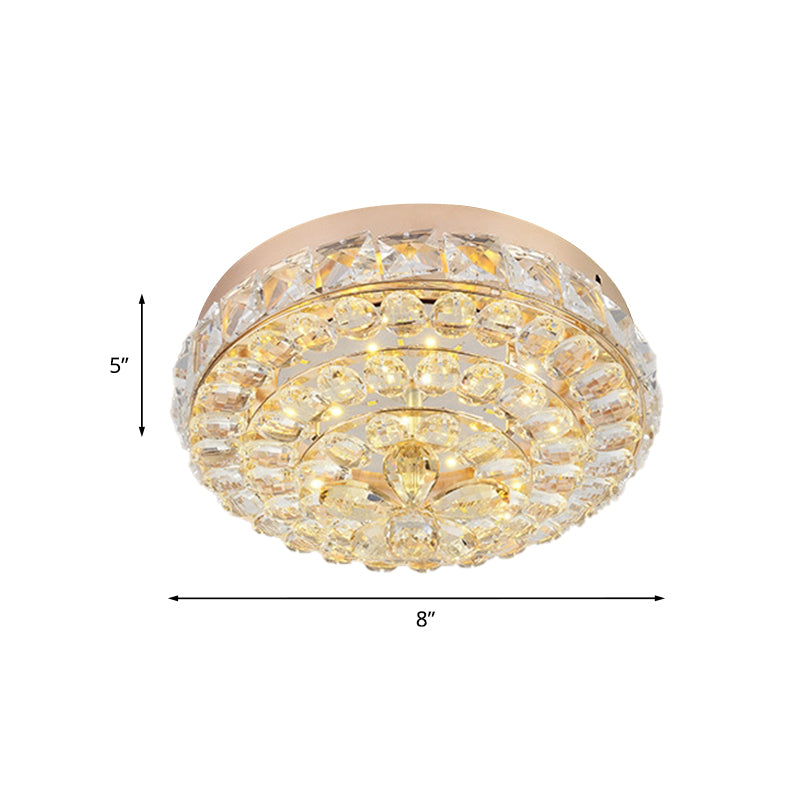 Modern Stylish Blossom Mini Flush Mount Crystal Integrated LED Ceiling Lighting in Gold, Warm/White Light Clearhalo 'Ceiling Lights' 'Close To Ceiling Lights' 'Close to ceiling' 'Flush mount' Lighting' 818411