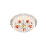 Frosted Glass LED Flush Mount Light Modern Red Rose Cake Living Room Ceiling Fixture with Crystal Shade Clearhalo 'Ceiling Lights' 'Close To Ceiling Lights' 'Close to ceiling' 'Flush mount' Lighting' 818418