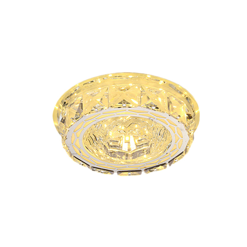 LED Ceiling Flush Light Modern Mini Round/Square Clear Crystal Flushmount Lighting for Hallway Clearhalo 'Ceiling Lights' 'Close To Ceiling Lights' 'Close to ceiling' 'Flush mount' Lighting' 818426