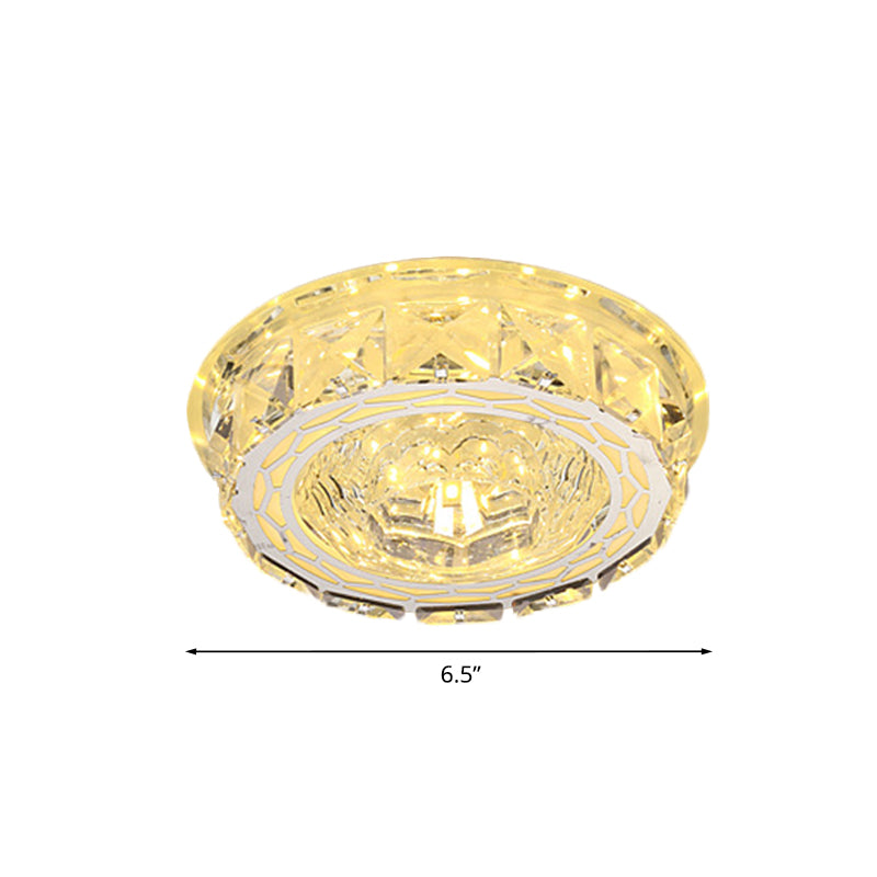 LED Ceiling Flush Light Modern Mini Round/Square Clear Crystal Flushmount Lighting for Hallway Clearhalo 'Ceiling Lights' 'Close To Ceiling Lights' 'Close to ceiling' 'Flush mount' Lighting' 818427