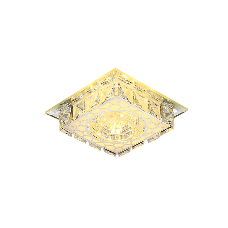 LED Ceiling Flush Light Modern Mini Round/Square Clear Crystal Flushmount Lighting for Hallway Clearhalo 'Ceiling Lights' 'Close To Ceiling Lights' 'Close to ceiling' 'Flush mount' Lighting' 818431