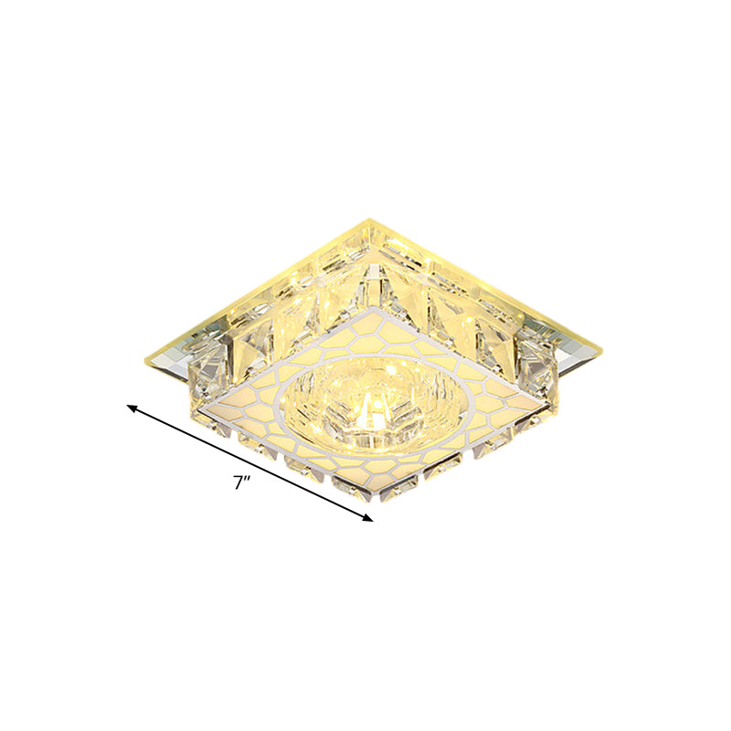 LED Ceiling Flush Light Modern Mini Round/Square Clear Crystal Flushmount Lighting for Hallway Clearhalo 'Ceiling Lights' 'Close To Ceiling Lights' 'Close to ceiling' 'Flush mount' Lighting' 818432