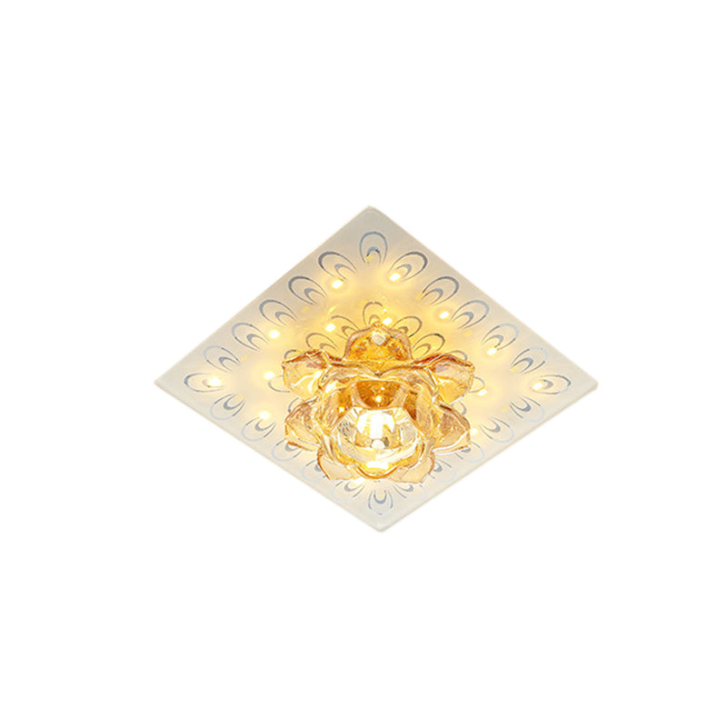 Lotus Blossom LED Ceiling Flush Modernist White Crystal Flush Mounted Lamp in Warm/White Light Clearhalo 'Ceiling Lights' 'Close To Ceiling Lights' 'Close to ceiling' 'Flush mount' Lighting' 818440