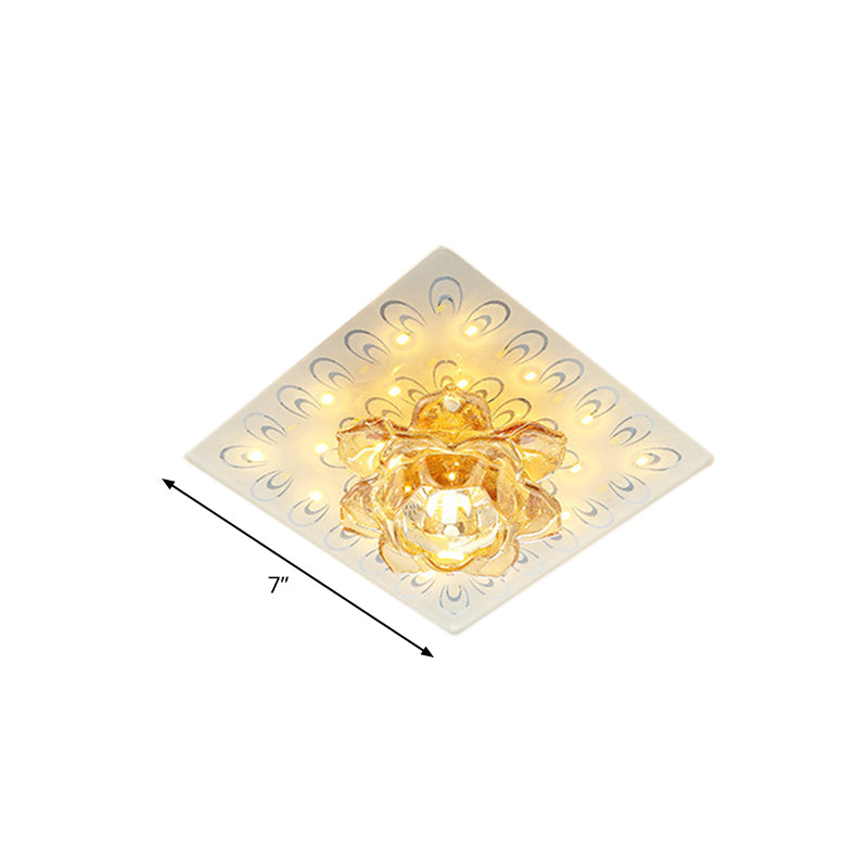 Lotus Blossom LED Ceiling Flush Modernist White Crystal Flush Mounted Lamp in Warm/White Light Clearhalo 'Ceiling Lights' 'Close To Ceiling Lights' 'Close to ceiling' 'Flush mount' Lighting' 818441