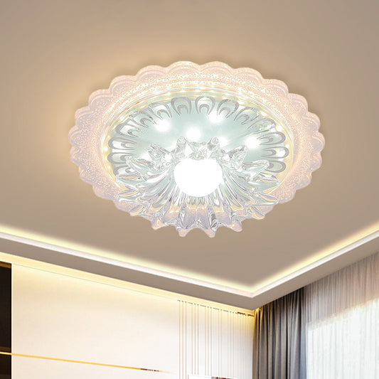 Scalloped Clear Crystal Mini Ceiling Lamp Simplicity Passageway LED Flush Mount Recessed Lighting Clear Clearhalo 'Ceiling Lights' 'Close To Ceiling Lights' 'Close to ceiling' 'Flush mount' Lighting' 818442