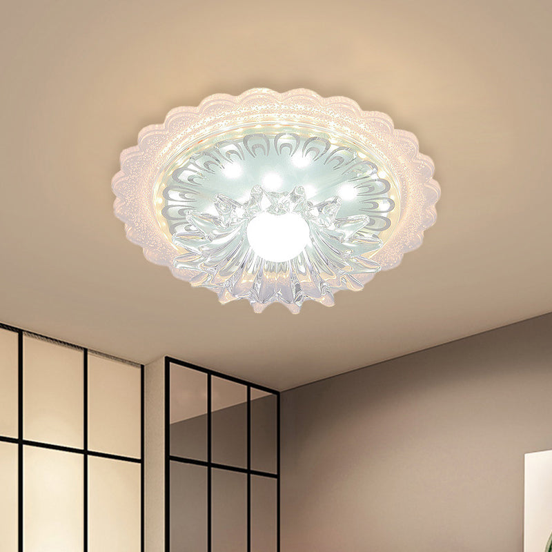 Scalloped Clear Crystal Mini Ceiling Lamp Simplicity Passageway LED Flush Mount Recessed Lighting Clearhalo 'Ceiling Lights' 'Close To Ceiling Lights' 'Close to ceiling' 'Flush mount' Lighting' 818443