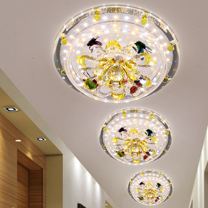 Seedy Crystal Yellow Flushmount Petals Rounded Modern LED Flush Mount Ceiling Light Fixture in Warm/White Light Clearhalo 'Ceiling Lights' 'Close To Ceiling Lights' 'Close to ceiling' 'Flush mount' Lighting' 818447