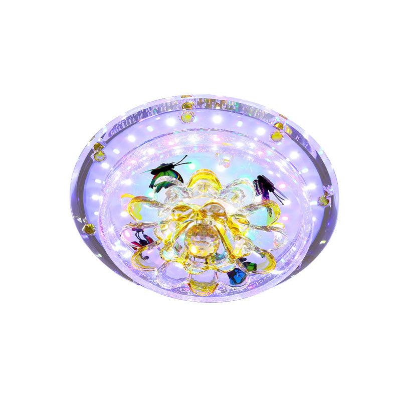 Seedy Crystal Yellow Flushmount Petals Rounded Modern LED Flush Mount Ceiling Light Fixture in Warm/White Light Clearhalo 'Ceiling Lights' 'Close To Ceiling Lights' 'Close to ceiling' 'Flush mount' Lighting' 818448