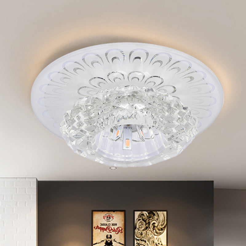 Layered Flower Hotel Flush Mount Modernism Clear Crystal 5.5"/7" Wide LED Ceiling Light Fixture in Warm/White/Multi-Color Light Clear Clearhalo 'Ceiling Lights' 'Close To Ceiling Lights' 'Close to ceiling' 'Flush mount' Lighting' 818458