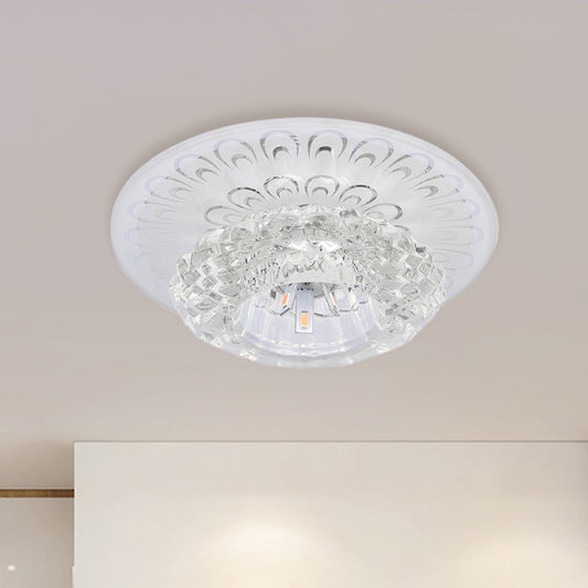 Layered Flower Hotel Flush Mount Modernism Clear Crystal 5.5"/7" Wide LED Ceiling Light Fixture in Warm/White/Multi-Color Light Clearhalo 'Ceiling Lights' 'Close To Ceiling Lights' 'Close to ceiling' 'Flush mount' Lighting' 818459