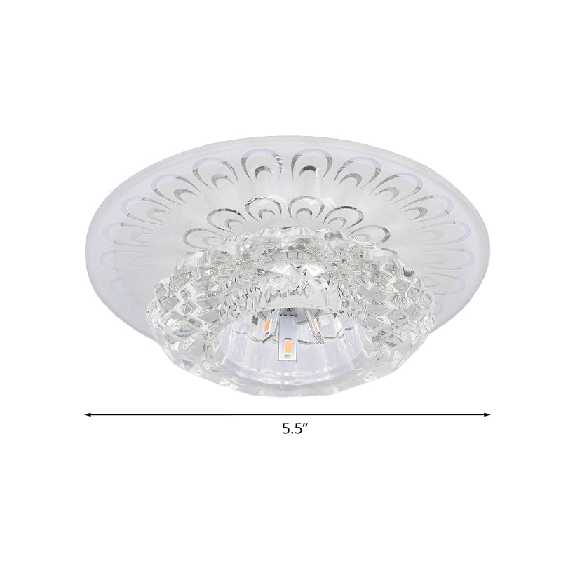 Layered Flower Hotel Flush Mount Modernism Clear Crystal 5.5"/7" Wide LED Ceiling Light Fixture in Warm/White/Multi-Color Light Clearhalo 'Ceiling Lights' 'Close To Ceiling Lights' 'Close to ceiling' 'Flush mount' Lighting' 818461