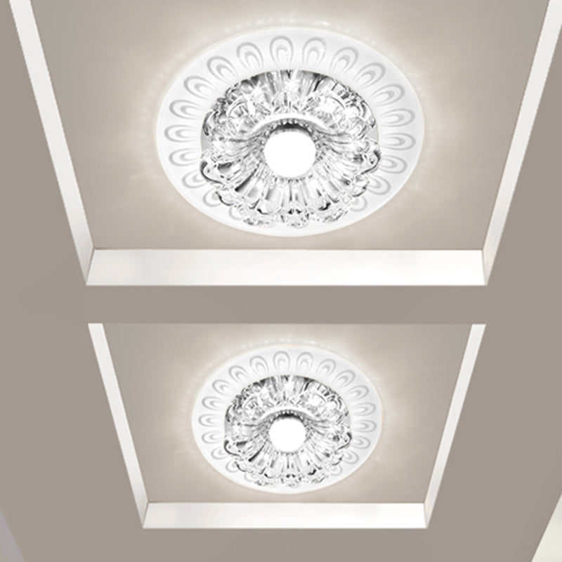 Modernist Blooming Flush Light Fixture Clear Crystal LED Ceiling Mount Lamp in Warm/White Light Clear Clearhalo 'Ceiling Lights' 'Close To Ceiling Lights' 'Close to ceiling' 'Flush mount' Lighting' 818463