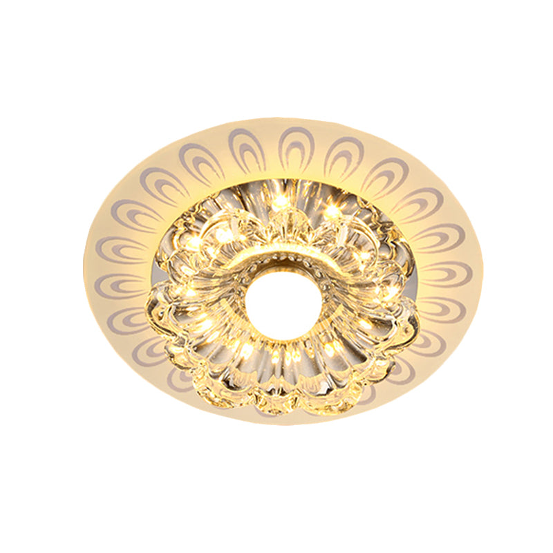 Modernist Blooming Flush Light Fixture Clear Crystal LED Ceiling Mount Lamp in Warm/White Light Clearhalo 'Ceiling Lights' 'Close To Ceiling Lights' 'Close to ceiling' 'Flush mount' Lighting' 818465