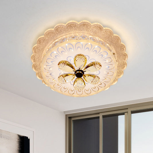 Tiered Scalloped LED Ceiling Flush Mount Modern Amber Crystal Flushmount Lighting Amber Clearhalo 'Ceiling Lights' 'Close To Ceiling Lights' 'Close to ceiling' 'Flush mount' Lighting' 818467