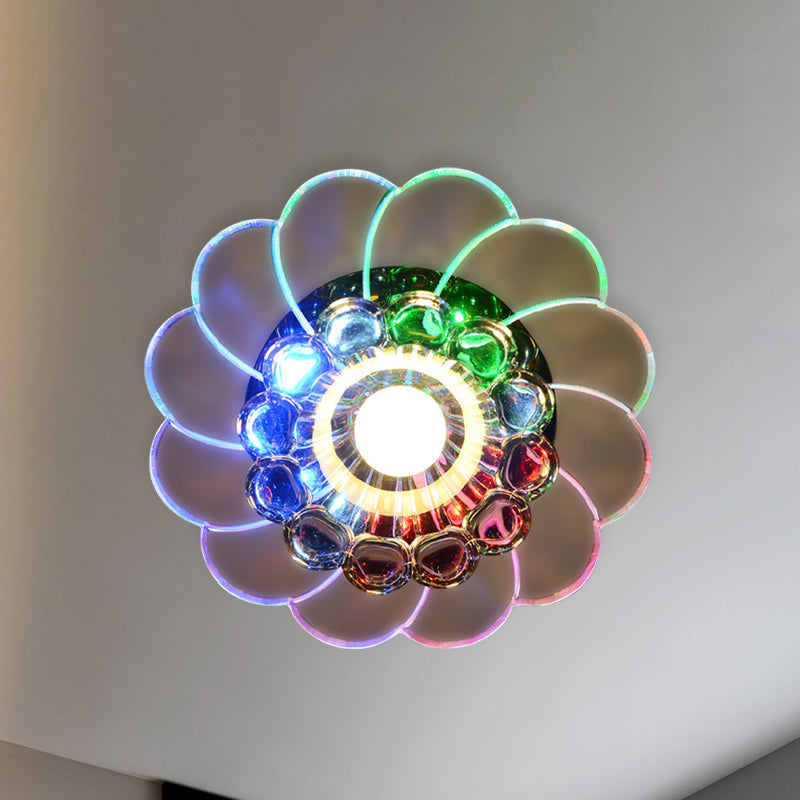 Floral Aisle Flush Mount Ceiling Light Modern Style Clear Crystal LED Flushmount Lamp in Warm/Multi Color Light Clear Clearhalo 'Ceiling Lights' 'Close To Ceiling Lights' 'Close to ceiling' 'Flush mount' Lighting' 818471