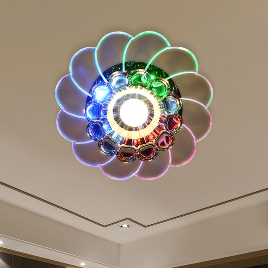 Floral Aisle Flush Mount Ceiling Light Modern Style Clear Crystal LED Flushmount Lamp in Warm/Multi Color Light Clearhalo 'Ceiling Lights' 'Close To Ceiling Lights' 'Close to ceiling' 'Flush mount' Lighting' 818472