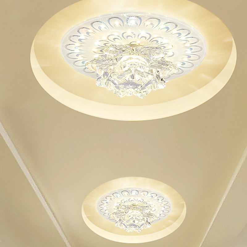 Crystal White Flushmount Flower Blooming Modern LED Flush Mounted Ceiling Light in Warm/White Light Clearhalo 'Ceiling Lights' 'Close To Ceiling Lights' 'Close to ceiling' 'Flush mount' Lighting' 818484