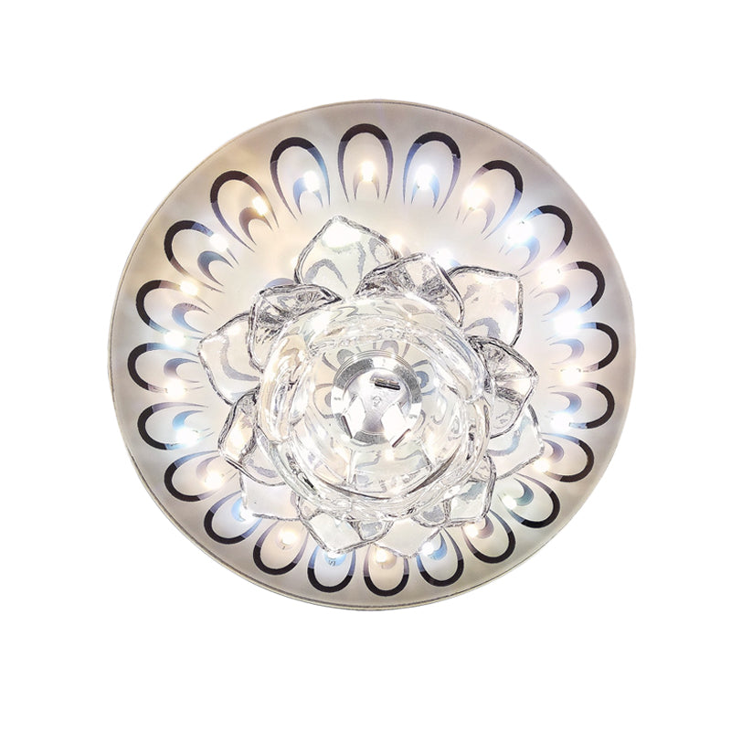 Crystal White Flushmount Flower Blooming Modern LED Flush Mounted Ceiling Light in Warm/White Light Clearhalo 'Ceiling Lights' 'Close To Ceiling Lights' 'Close to ceiling' 'Flush mount' Lighting' 818485