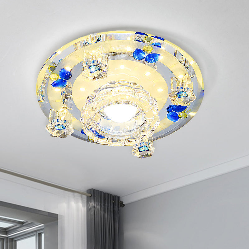 Butterfly Mini LED Flush Mount Lamp Modernism Blue/Amber Crystal Ceiling Light Fixture Clearhalo 'Ceiling Lights' 'Close To Ceiling Lights' 'Close to ceiling' 'Flush mount' Lighting' 818496