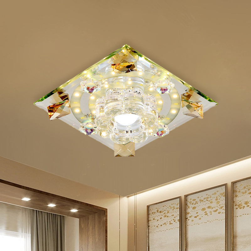 Crystal LED Flush-Mount Light Fixture Modern Style Purple Butterfly/Amber Gem Corridor Ceiling Lamp Clearhalo 'Ceiling Lights' 'Close To Ceiling Lights' 'Close to ceiling' 'Flush mount' Lighting' 818501