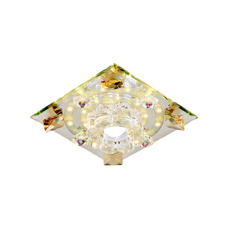 Crystal LED Flush-Mount Light Fixture Modern Style Purple Butterfly/Amber Gem Corridor Ceiling Lamp Clearhalo 'Ceiling Lights' 'Close To Ceiling Lights' 'Close to ceiling' 'Flush mount' Lighting' 818502