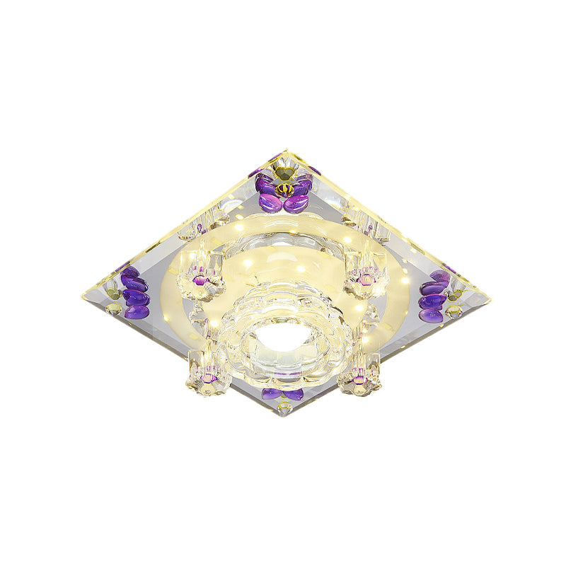 Crystal LED Flush-Mount Light Fixture Modern Style Purple Butterfly/Amber Gem Corridor Ceiling Lamp Clearhalo 'Ceiling Lights' 'Close To Ceiling Lights' 'Close to ceiling' 'Flush mount' Lighting' 818507