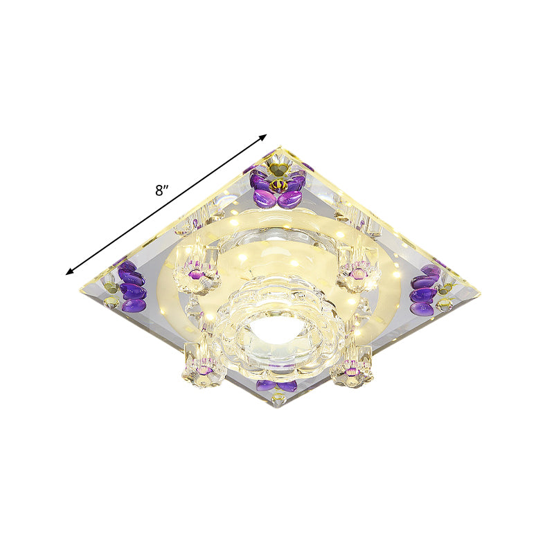 Crystal LED Flush-Mount Light Fixture Modern Style Purple Butterfly/Amber Gem Corridor Ceiling Lamp Clearhalo 'Ceiling Lights' 'Close To Ceiling Lights' 'Close to ceiling' 'Flush mount' Lighting' 818508