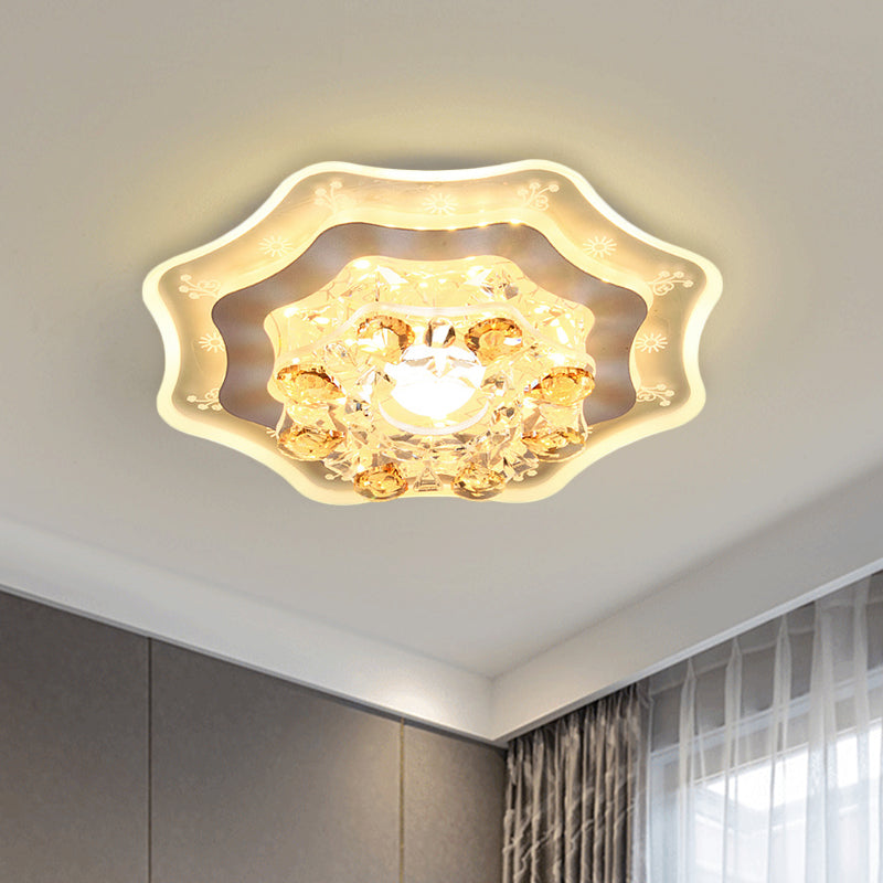 LED Flushmount Recessed Lighting Modern Geometric/Round Clear Crystal Flush Ceiling Light for Foyer Clear Geometric Clearhalo 'Ceiling Lights' 'Close To Ceiling Lights' 'Close to ceiling' 'Flush mount' Lighting' 818509