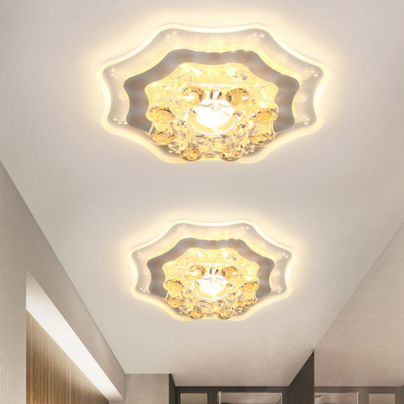 LED Flushmount Recessed Lighting Modern Geometric/Round Clear Crystal Flush Ceiling Light for Foyer Clearhalo 'Ceiling Lights' 'Close To Ceiling Lights' 'Close to ceiling' 'Flush mount' Lighting' 818510