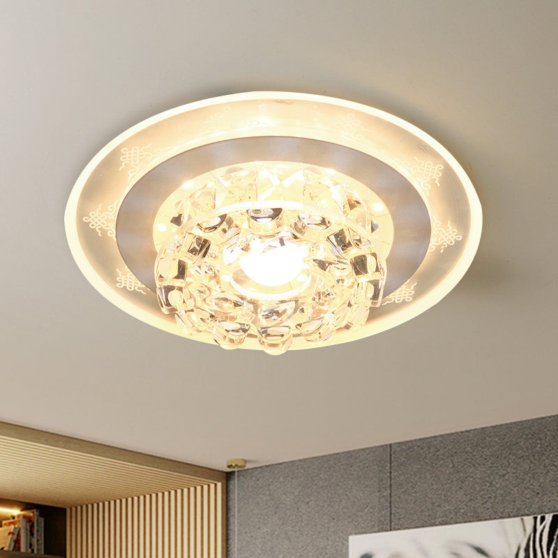 LED Flushmount Recessed Lighting Modern Geometric/Round Clear Crystal Flush Ceiling Light for Foyer Clear Round Clearhalo 'Ceiling Lights' 'Close To Ceiling Lights' 'Close to ceiling' 'Flush mount' Lighting' 818513