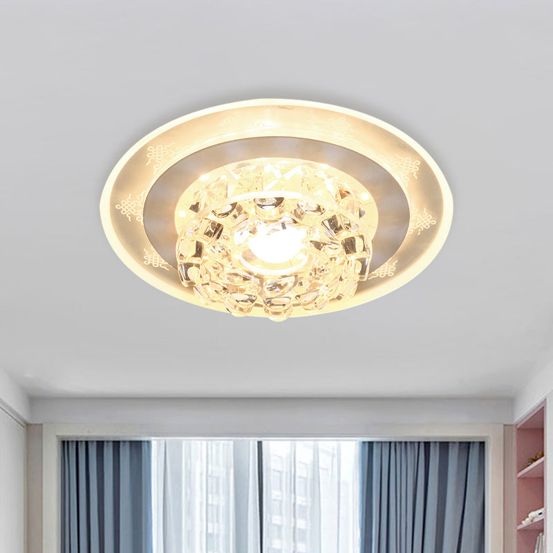 LED Flushmount Recessed Lighting Modern Geometric/Round Clear Crystal Flush Ceiling Light for Foyer Clearhalo 'Ceiling Lights' 'Close To Ceiling Lights' 'Close to ceiling' 'Flush mount' Lighting' 818514