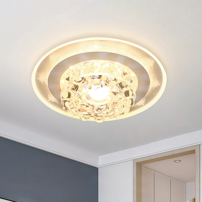 LED Flushmount Recessed Lighting Modern Geometric/Round Clear Crystal Flush Ceiling Light for Foyer Clearhalo 'Ceiling Lights' 'Close To Ceiling Lights' 'Close to ceiling' 'Flush mount' Lighting' 818515