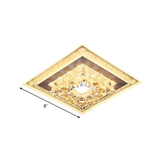 Square/Polygon Foyer Flush Mount Minimalist Crystal Clear LED Ceiling Light with Pattern Edge Clearhalo 'Ceiling Lights' 'Close To Ceiling Lights' 'Close to ceiling' 'Flush mount' Lighting' 818521