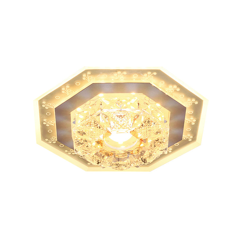 Square/Polygon Foyer Flush Mount Minimalist Crystal Clear LED Ceiling Light with Pattern Edge Clearhalo 'Ceiling Lights' 'Close To Ceiling Lights' 'Close to ceiling' 'Flush mount' Lighting' 818525