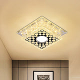 Round/Square Drum LED Flush Mount Light Modern Clear Crystal Ceiling Fixture with Bubble Pattern Clear Square Plate Clearhalo 'Ceiling Lights' 'Close To Ceiling Lights' 'Close to ceiling' 'Flush mount' Lighting' 818536