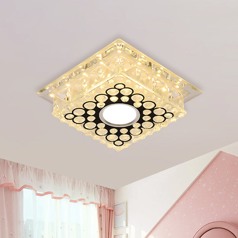 Round/Square Drum LED Flush Mount Light Modern Clear Crystal Ceiling Fixture with Bubble Pattern Clearhalo 'Ceiling Lights' 'Close To Ceiling Lights' 'Close to ceiling' 'Flush mount' Lighting' 818537