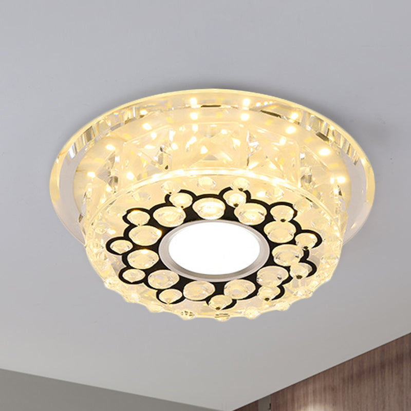 Round/Square Drum LED Flush Mount Light Modern Clear Crystal Ceiling Fixture with Bubble Pattern Clear Round Clearhalo 'Ceiling Lights' 'Close To Ceiling Lights' 'Close to ceiling' 'Flush mount' Lighting' 818540