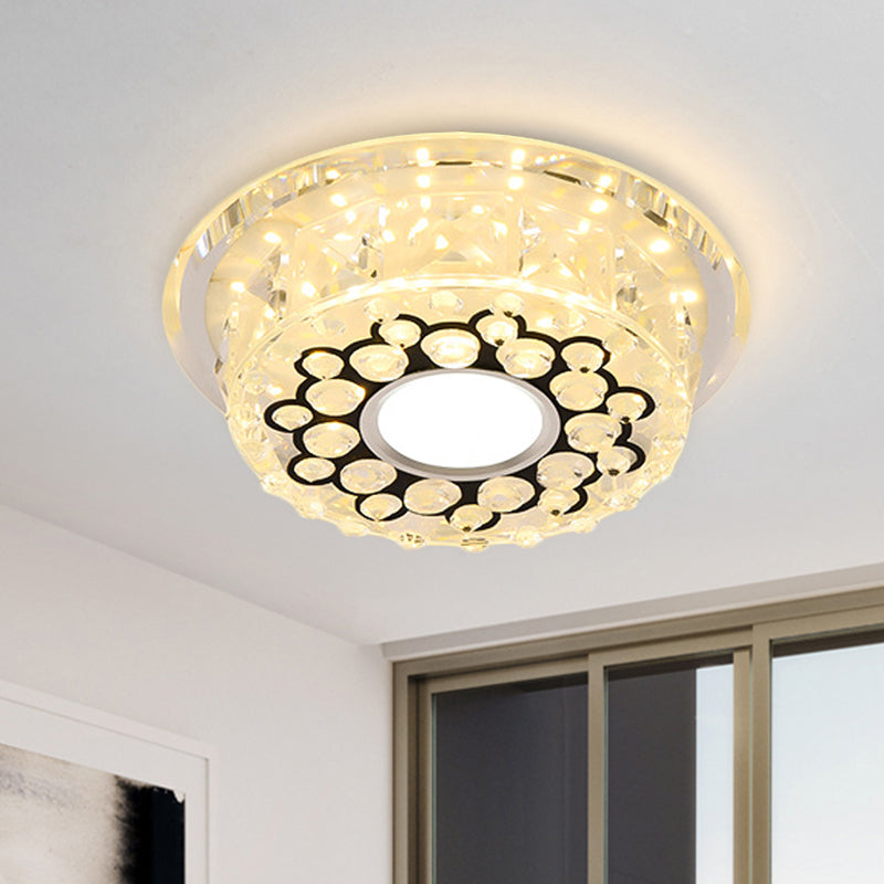 Round/Square Drum LED Flush Mount Light Modern Clear Crystal Ceiling Fixture with Bubble Pattern Clearhalo 'Ceiling Lights' 'Close To Ceiling Lights' 'Close to ceiling' 'Flush mount' Lighting' 818541